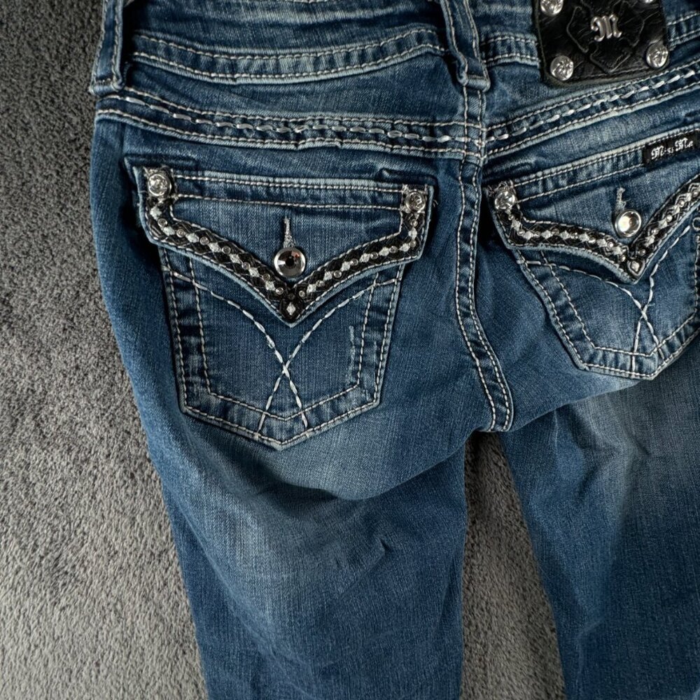 Miss Me Signature Rise Boot Cut Blue Denim Jeans Back Flap Pockets Women 26 - Picture 14 of 16
